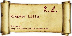 Klopfer Lilla névjegykártya